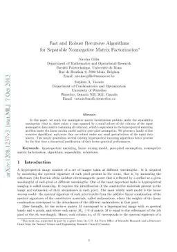 Fast and Robust Recursive Algorithms for Separable Nonnegative Matrix
  Factorization