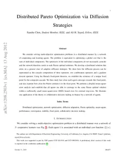 Distributed Pareto Optimization via Diffusion Strategies