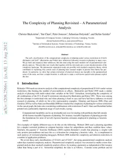 The Complexity of Planning Revisited - A Parameterized Analysis