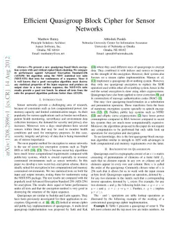 Efficient Quasigroup Block Cipher for Sensor Networks