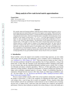 Sharp analysis of low-rank kernel matrix approximations