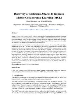 Discovery of Malicious Attacks to Improve Mobile Collaborative Learning
  (MCL)