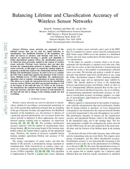 Balancing Lifetime and Classification Accuracy of Wireless Sensor
  Networks