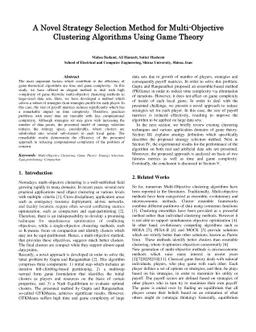 A Novel Strategy Selection Method for Multi-Objective Clustering
  Algorithms Using Game Theory