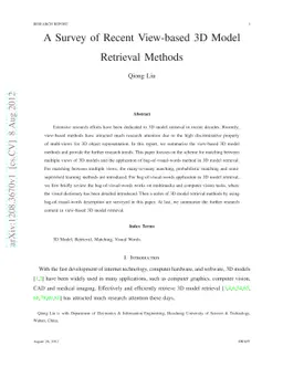 A Survey of Recent View-based 3D Model Retrieval Methods