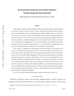 On the genericity properties in networked estimation: Topology design
  and sensor placement