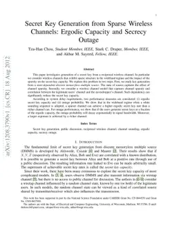 Secret Key Generation from Sparse Wireless Channels: Ergodic Capacity
  and Secrecy Outage