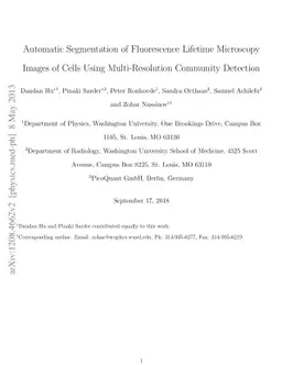 Automatic Segmentation of Fluorescence Lifetime Microscopy Images of
  Cells Using Multi-Resolution Community Detection