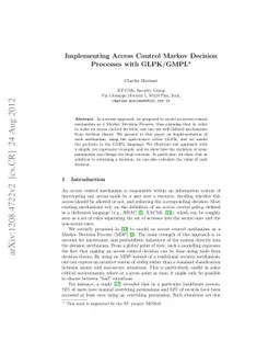 Implementing Access Control Markov Decision Processes with GLPK/GMPL