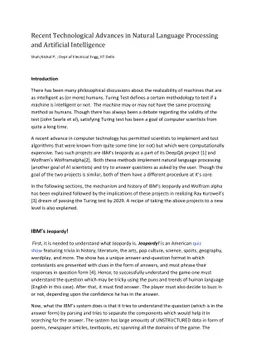 Recent Technological Advances in Natural Language Processing and
  Artificial Intelligence