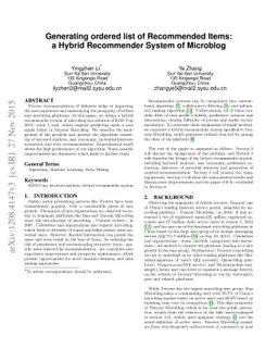 Generating ordered list of Recommended Items: a Hybrid Recommender
  System of Microblog