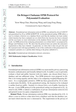 On Bringer-Chabanne EPIR Protocol for Polynomial Evaluation