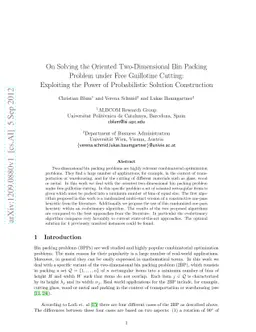On Solving the Oriented Two-Dimensional Bin Packing Problem under Free
  Guillotine Cutting: Exploiting the Power of Probabilistic Solution
  Construction