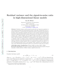 Residual variance and the signal-to-noise ratio in high-dimensional
  linear models