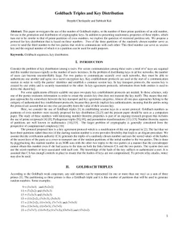 Goldbach Triples and Key Distribution