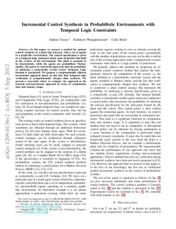 Incremental Control Synthesis in Probabilistic Environments with
  Temporal Logic Constraints