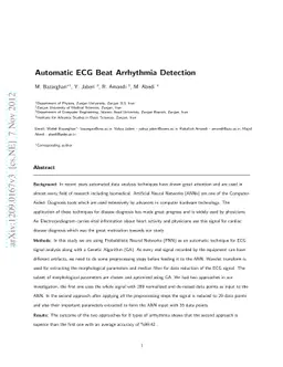 Automatic ECG Beat Arrhythmia Detection