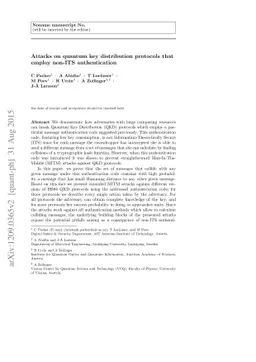 Attacks on quantum key distribution protocols that employ non-ITS
  authentication