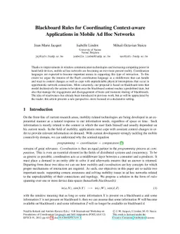 Blackboard Rules for Coordinating Context-aware Applications in Mobile
  Ad Hoc Networks