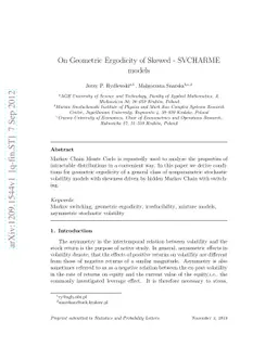 On Geometric Ergodicity of Skewed - SVCHARME models