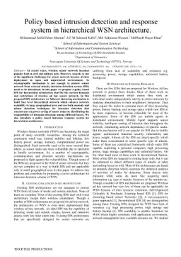 Policy based intrusion detection and response system in hierarchical WSN
  architecture