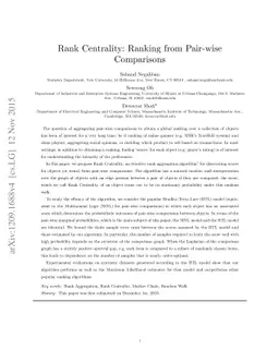 Rank Centrality: Ranking from Pair-wise Comparisons