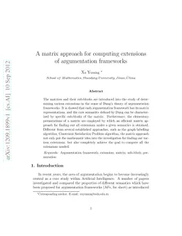 A matrix approach for computing extensions of argumentation frameworks