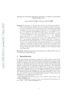 Testing the Fractional Integration Parameter Revisited: a Fractional
  Dickey-Fuller Test