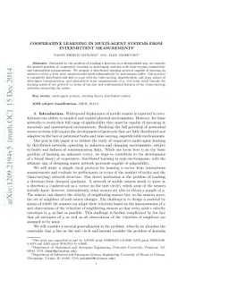 Cooperative learning in multi-agent systems from intermittent
  measurements