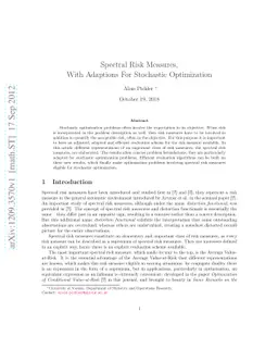 Spectral Risk Measures, With Adaptions For Stochastic Optimization
