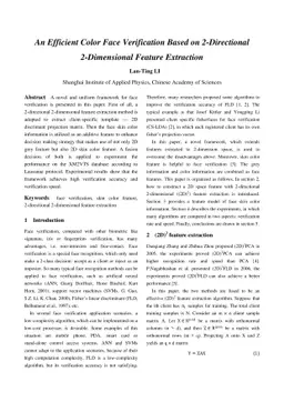 An Efficient Color Face Verification Based on 2-Directional
  2-Dimensional Feature Extraction