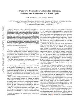 Transverse Contraction Criteria for Existence, Stability, and Robustness
  of a Limit Cycle