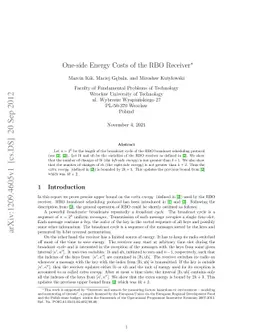 One-side Energy costs of the RBO receiver