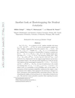 Another look at Bootstrapping the Student t-statistic