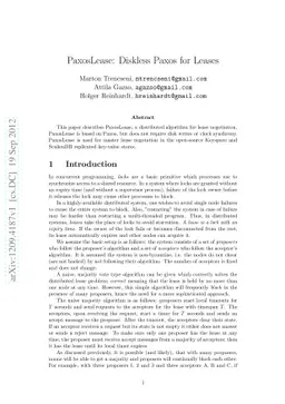 PaxosLease: Diskless Paxos for Leases