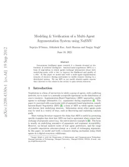 Modeling and Verification of a Multi-Agent Argumentation System using
  NuSMV