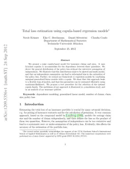 Total loss estimation using copula-based regression models