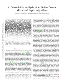 A Deterministic Analysis of an Online Convex Mixture of Expert
  Algorithms