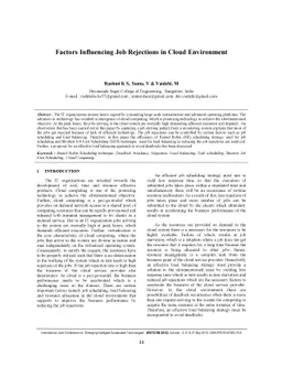 Factors Influencing Job Rejections in Cloud Environment