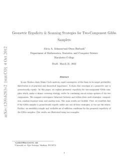 Geometric Ergodicity & Scanning Strategies For Two-Component Gibbs
  Samplers