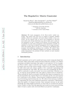 The RegularGcc Matrix Constraint