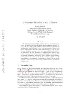 Ultrametric Model of Mind, I: Review