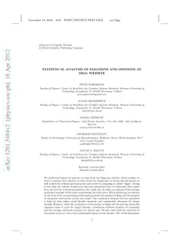 Statistical analysis of emotions and opinions at Digg website