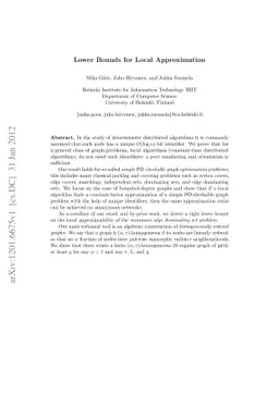 Lower Bounds for Local Approximation