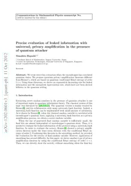 Precise evaluation of leaked information with universal2 privacy
  amplification in the presence of quantum attacker