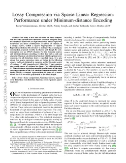 Lossy Compression via Sparse Linear Regression: Performance under
  Minimum-distance Encoding