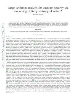 Large deviation analysis for quantum security via smoothing of Renyi
  entropy of order 2
