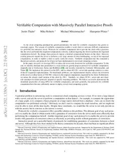 Verifiable Computation with Massively Parallel Interactive Proofs
