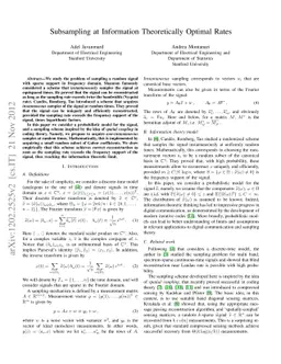 Subsampling at Information Theoretically Optimal Rates