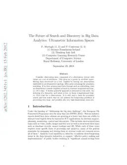 The Future of Search and Discovery in Big Data Analytics: Ultrametric
  Information Spaces